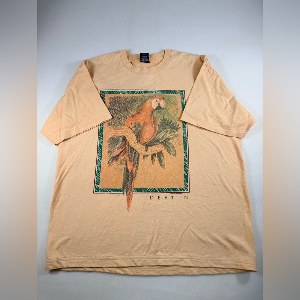 Vintage Islander Parrot Graphic Yellow Tee L